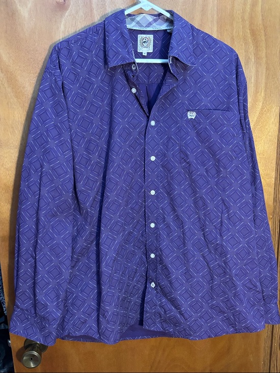 Cinch Other - Cinch Purple Diamond-Pattern Long Sleeve Button-Down Shirt